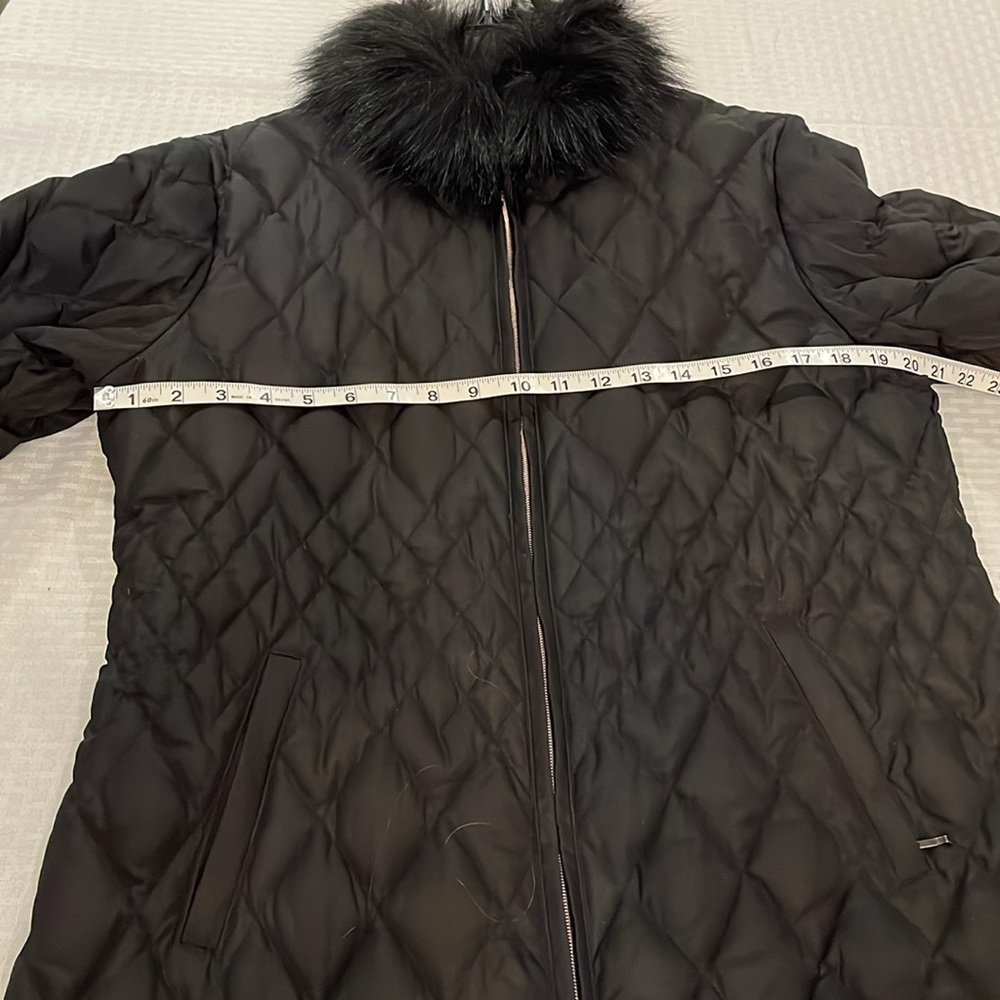 Marvin Richards Black Puffer Mid-Length Coat/Jacket with faux fur. Sz L - Picture 6 of 16